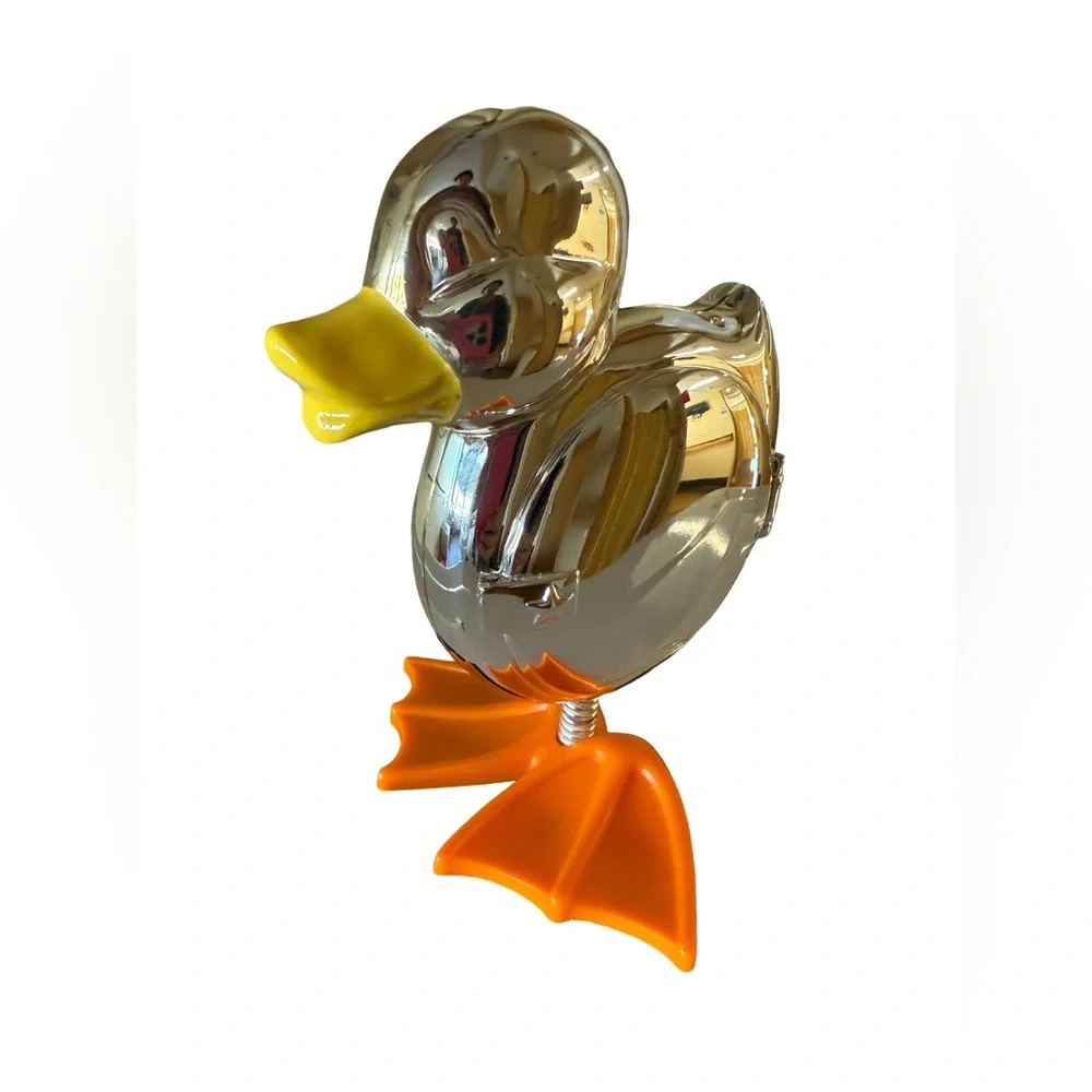 Reed & Barton Vintage EC Something Ducky Silver & Orange Duck Battery Clock